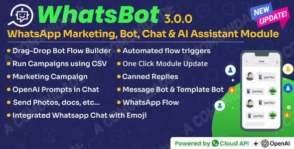 WhatsBot - WhatsApp Marketing, Bot, Chat & AI Personal Assistant Module for Perfex CRM